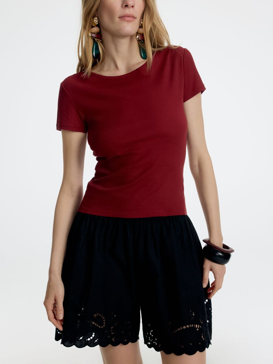 Bawełniany t-shirt slim fit - ciemnofioletowy - RESERVED