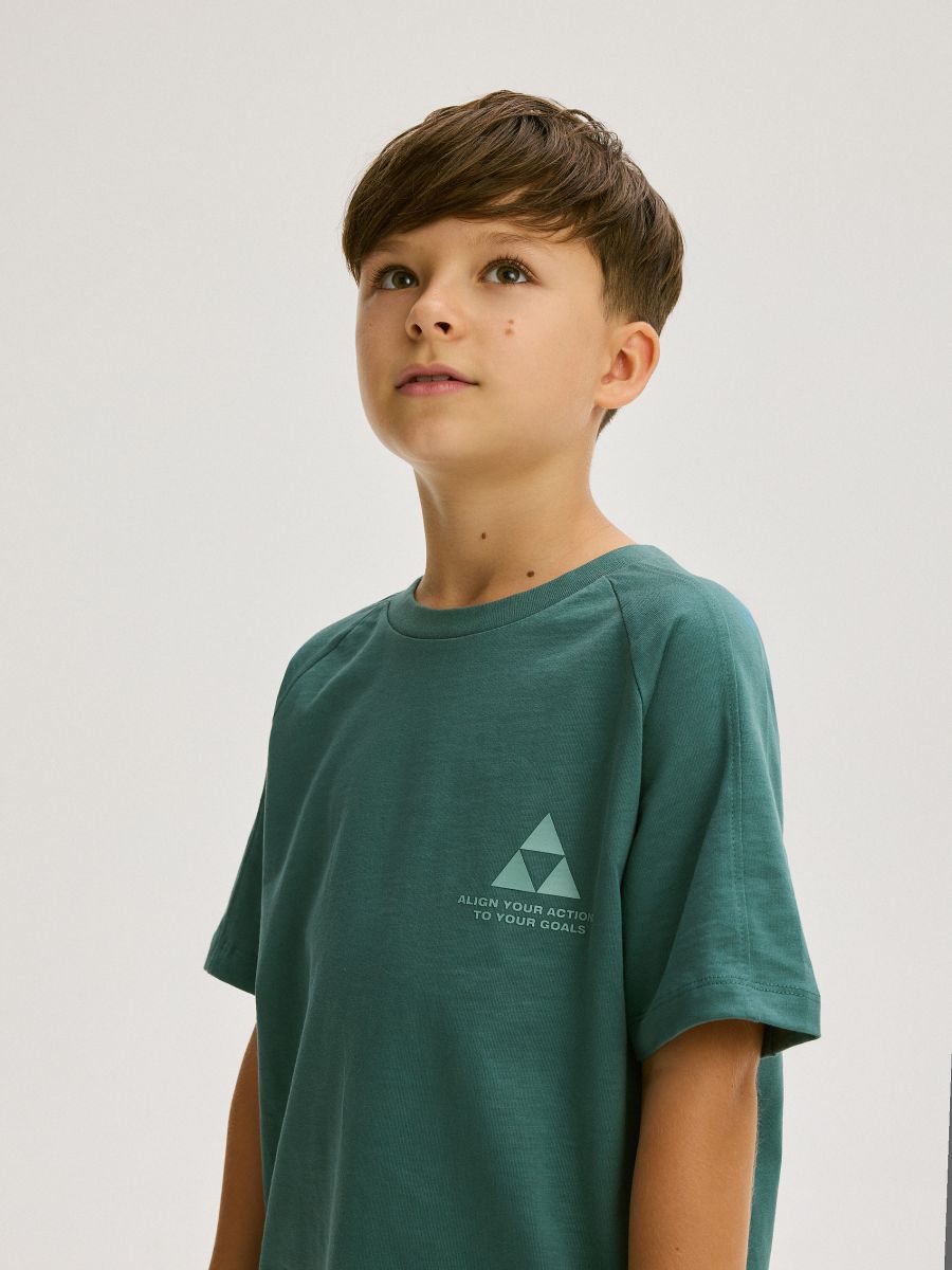 Oversized cotton T-shirt - teal green - RESERVED