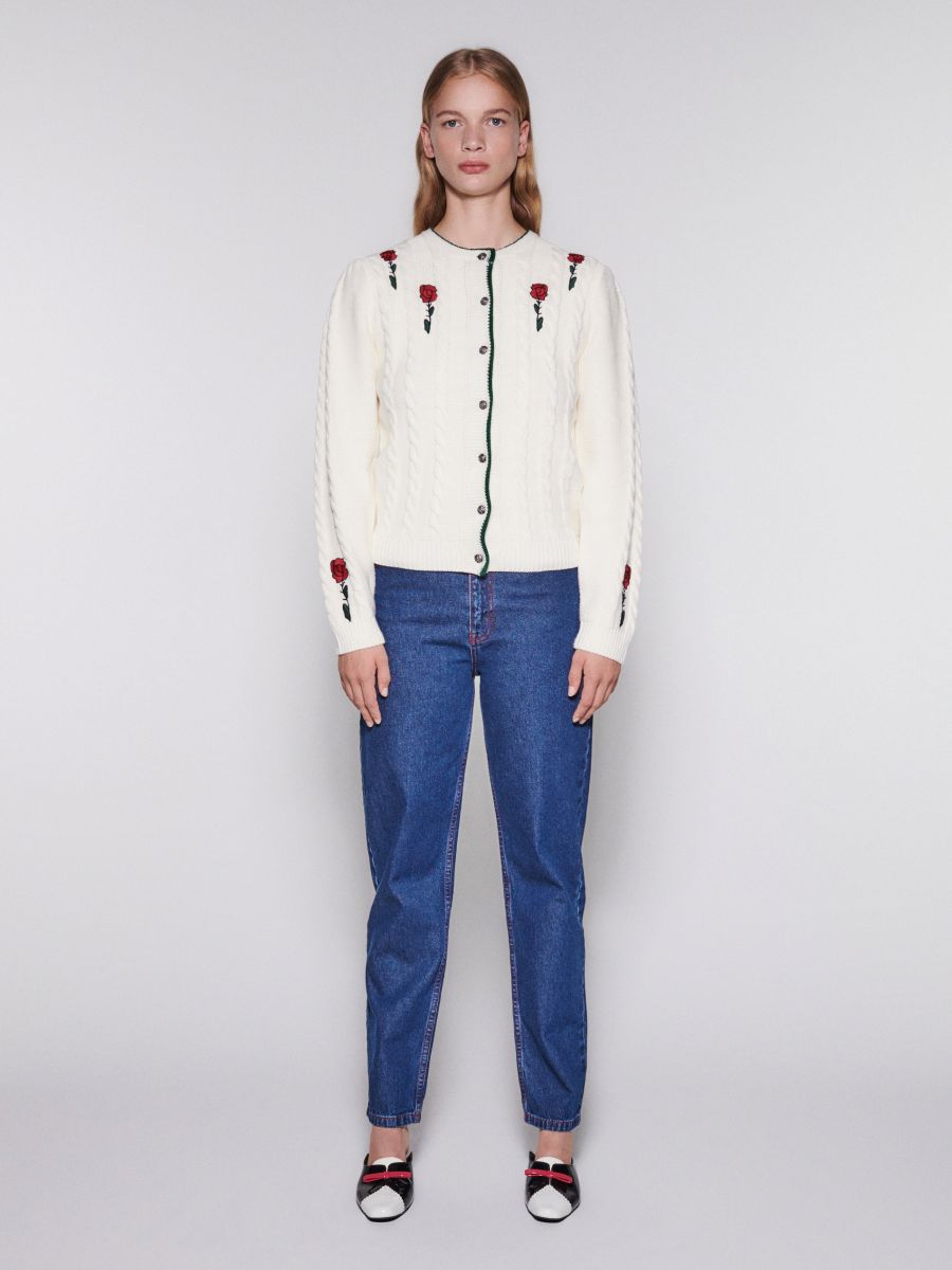Cardigan con rose ricamate - multicolore - RESERVED - 2