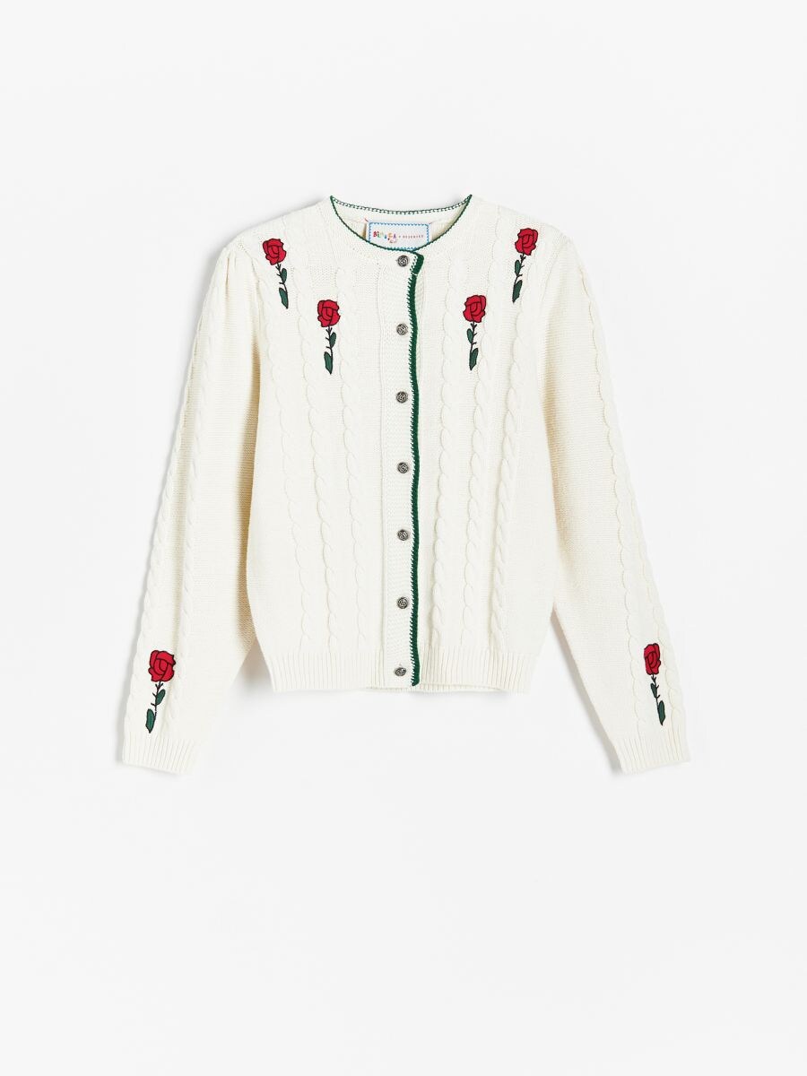 Cardigan con rose ricamate - multicolore - RESERVED - 6