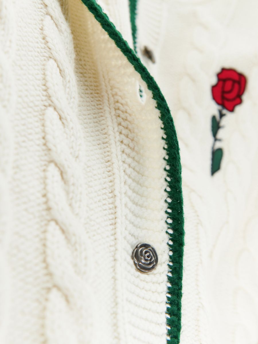 Cardigan con rose ricamate - multicolore - RESERVED - 5