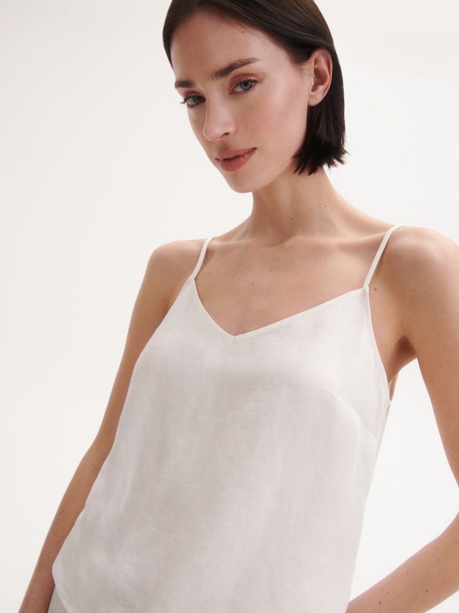 Linen blend top - white - RESERVED - 2