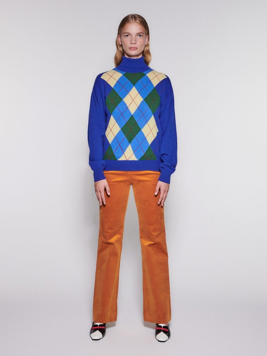 Wool rich jumper with argyle pattern - multicolor - RESERVED - 2