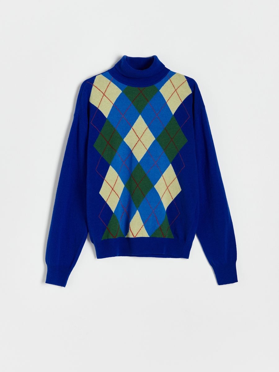 Wool rich jumper with argyle pattern - multicolor - RESERVED - 6