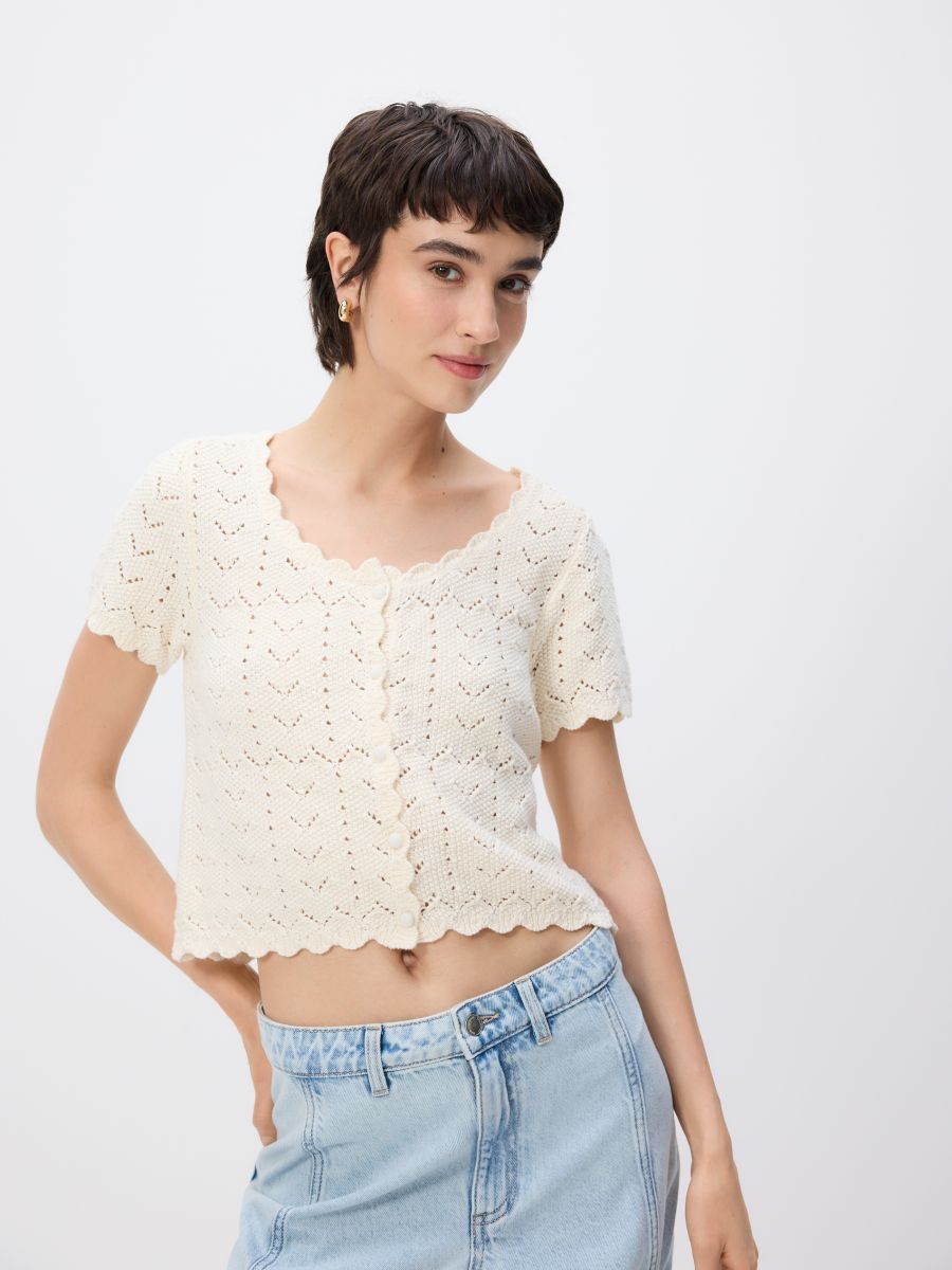 Bluse aus Baumwolle - beige - RESERVED - 3