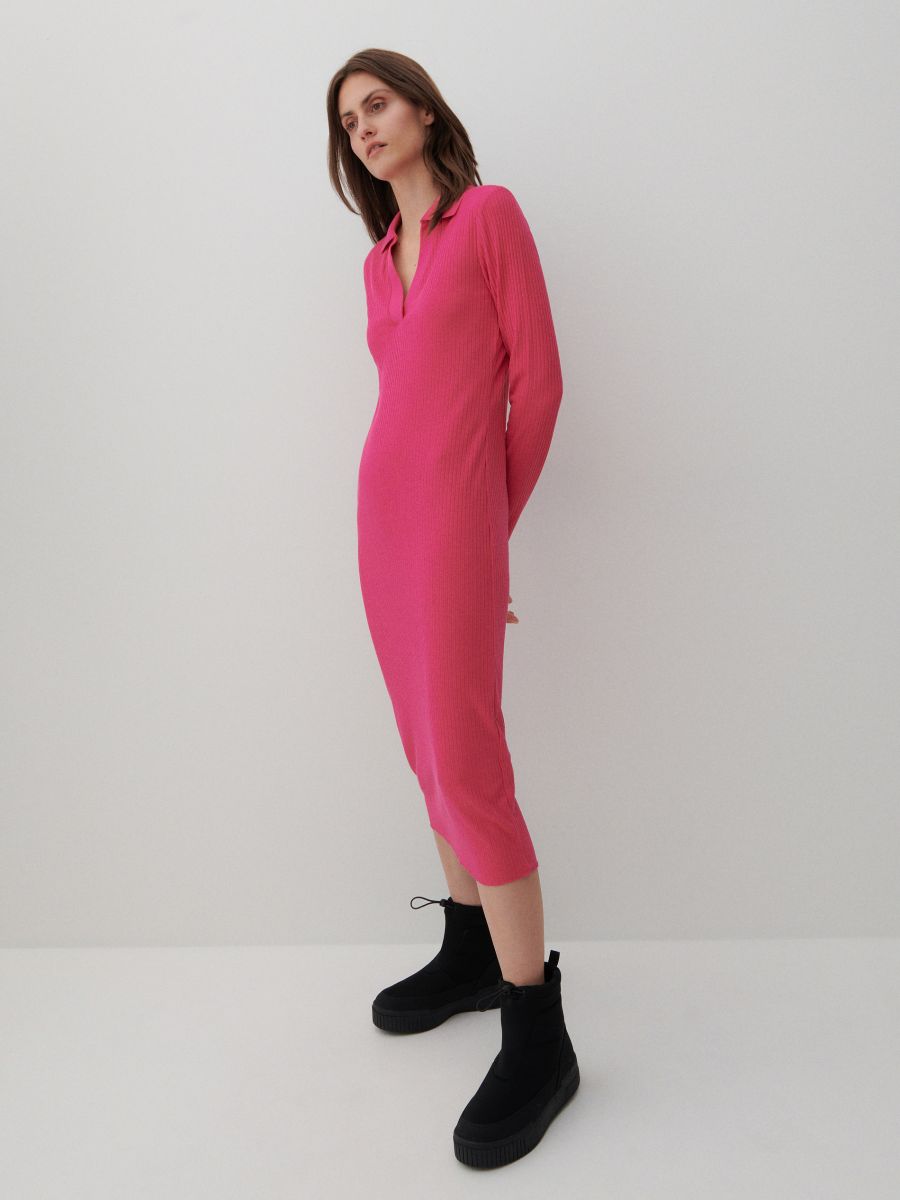 Strickkleid mit Gestreifter Struktur - fuchsie - RESERVED - 2