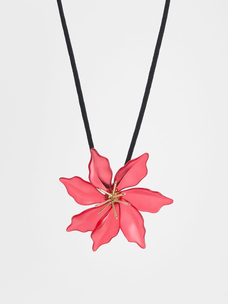 Necklace with floral pendant - maroon - RESERVED