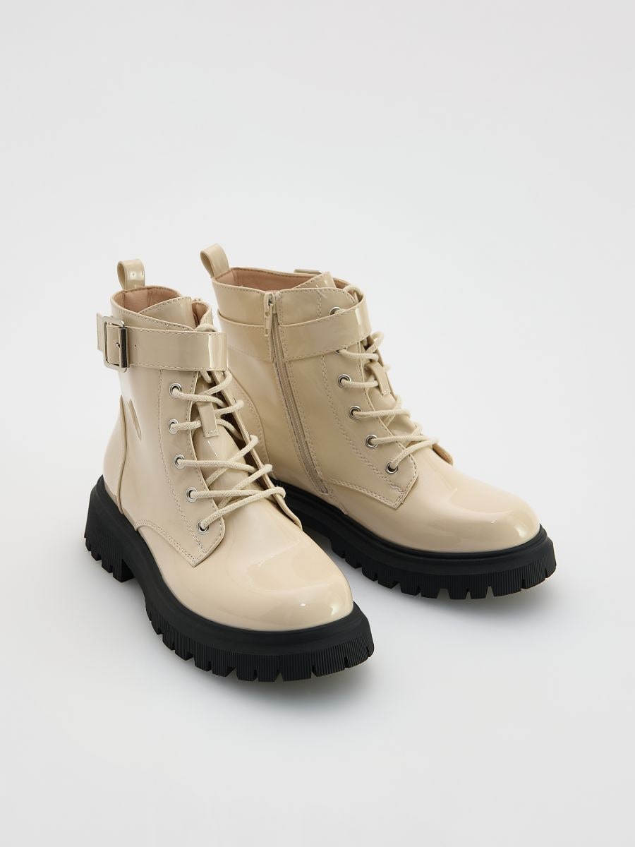 Lacquered ankle boots - nude - RESERVED