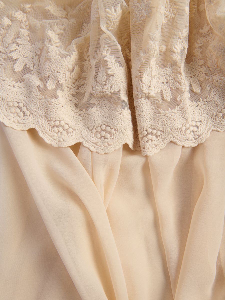 Blouse with decorative collar - cream - RESERVED - 6