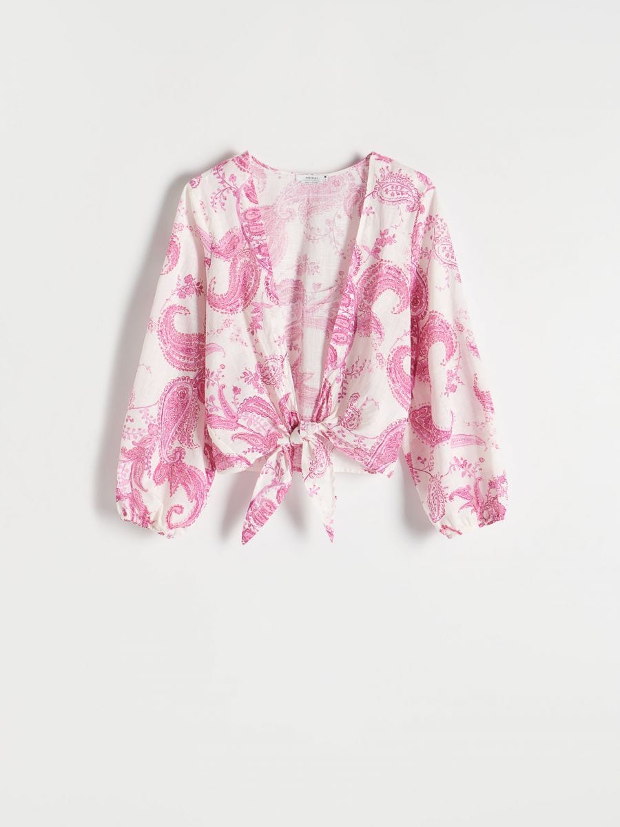 Camicetta in cotone allacciata - fucsia - RESERVED - 3
