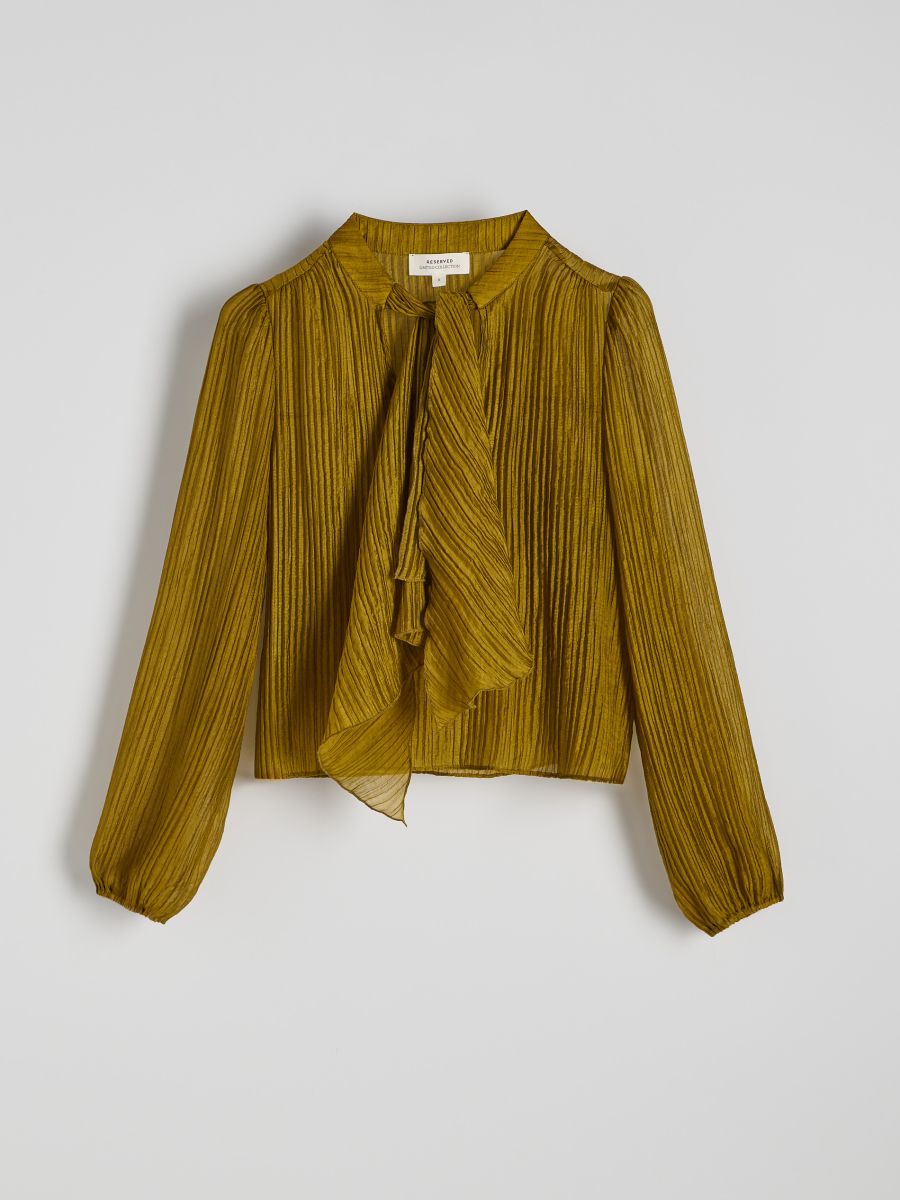 Bluse mit dekorativem Bindedetail - helles Olivgrün - RESERVED - 5