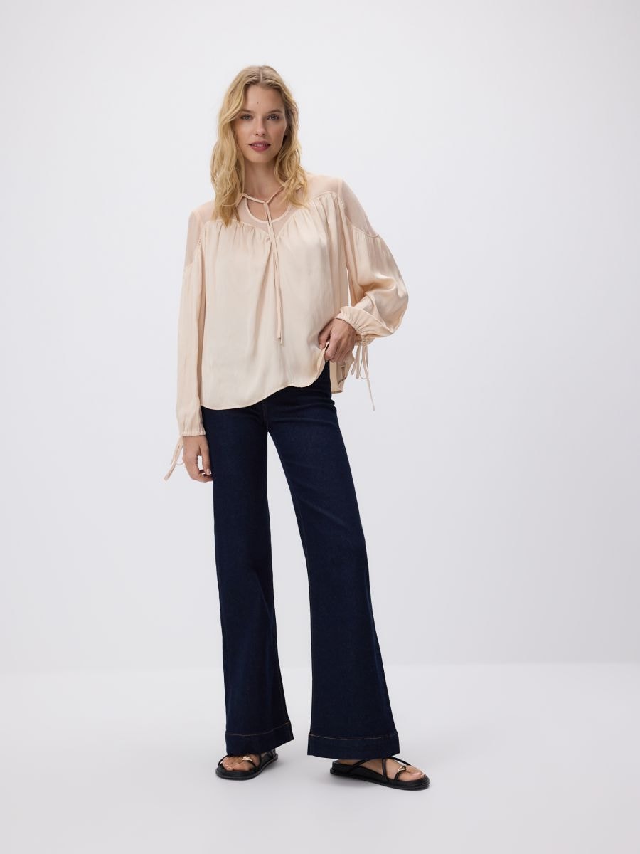 Bluse mit Puffärmeln - creme - RESERVED - 2