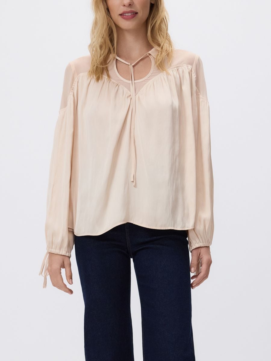 Bluse mit Puffärmeln - creme - RESERVED - 3