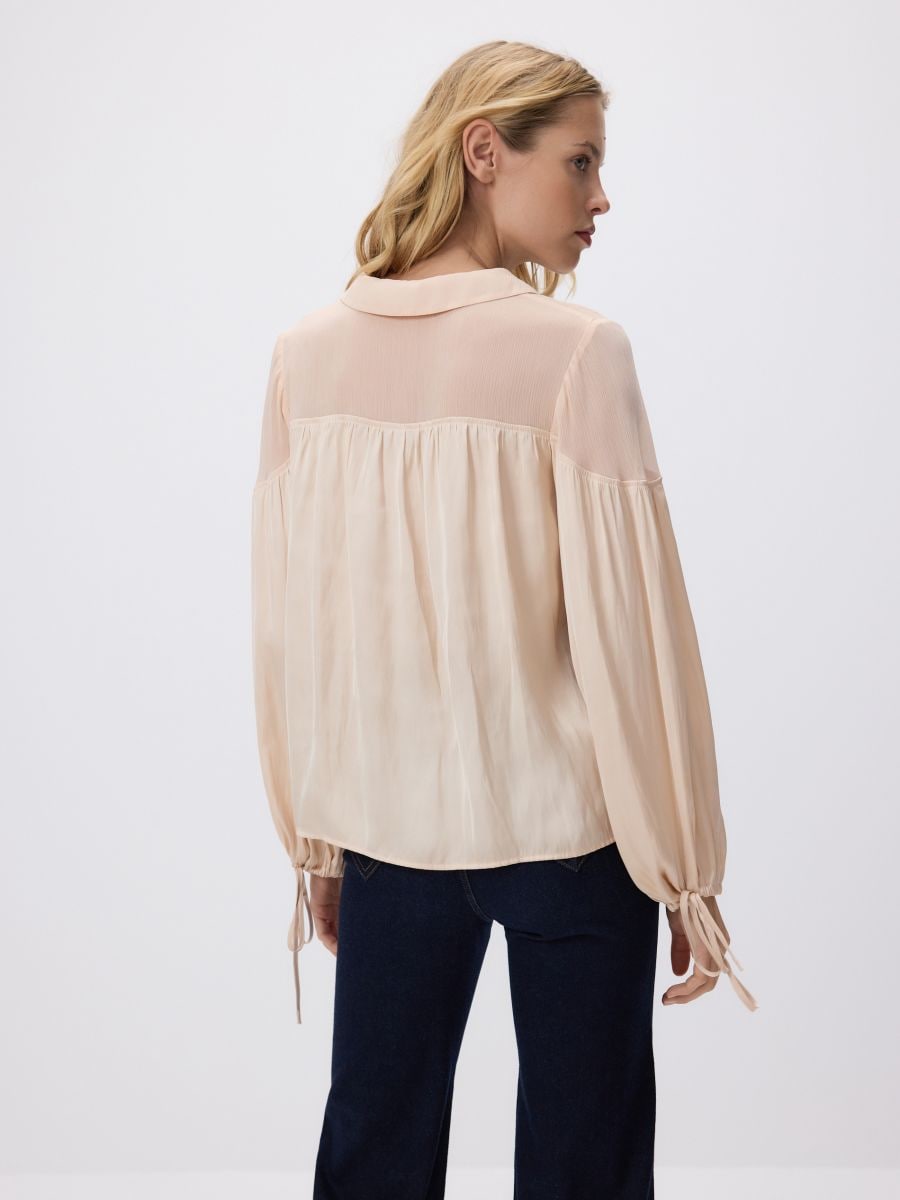 Bluse mit Puffärmeln - creme - RESERVED - 4