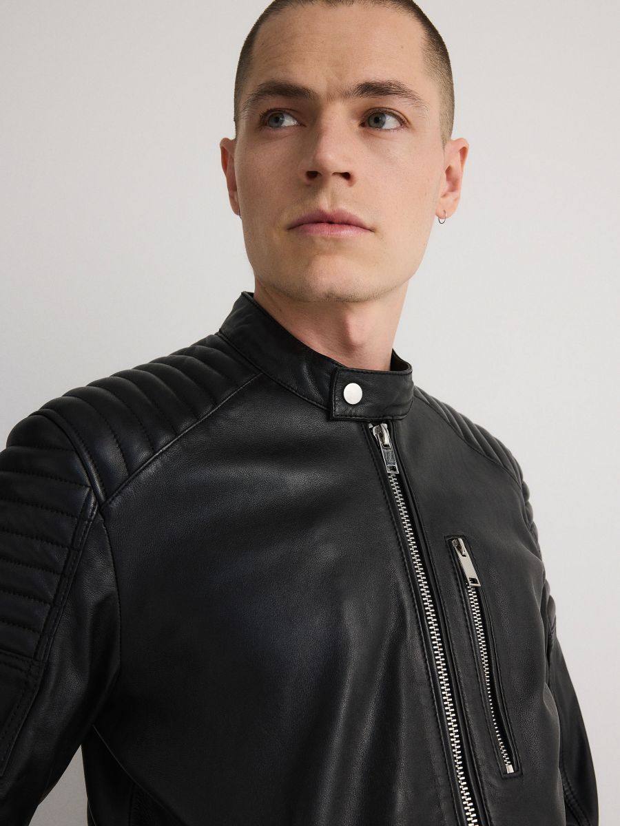 Leather biker jacket