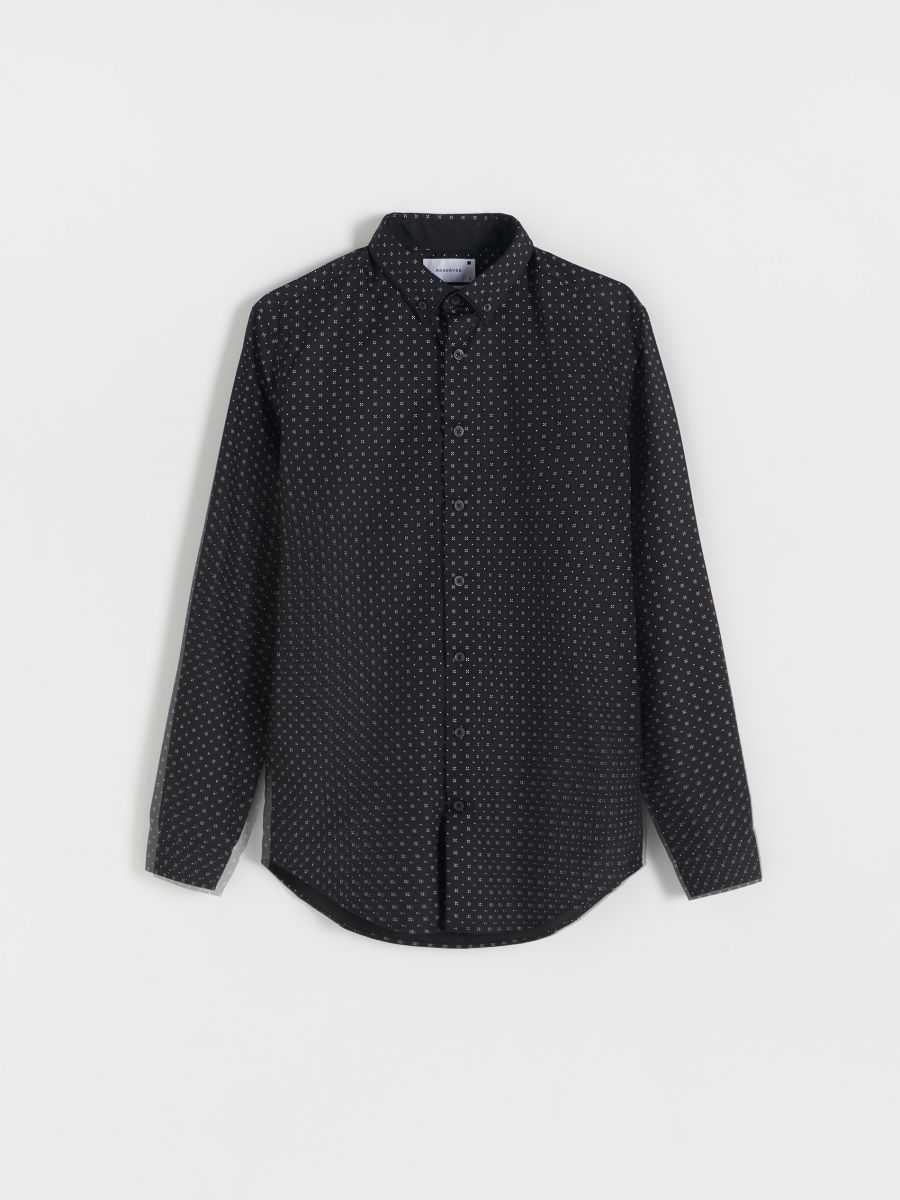 Slim fit shirt with fine pattern - black - RESERVED - 4
