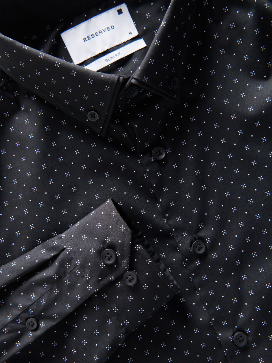 Slim fit shirt with fine pattern - black - RESERVED - 5
