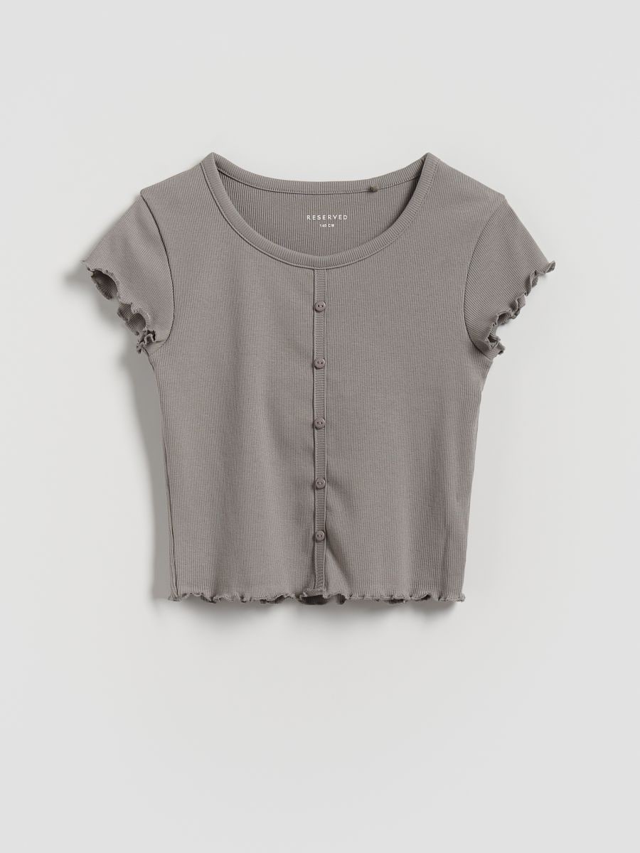 T-shirt with buttons - dark grey - RESERVED