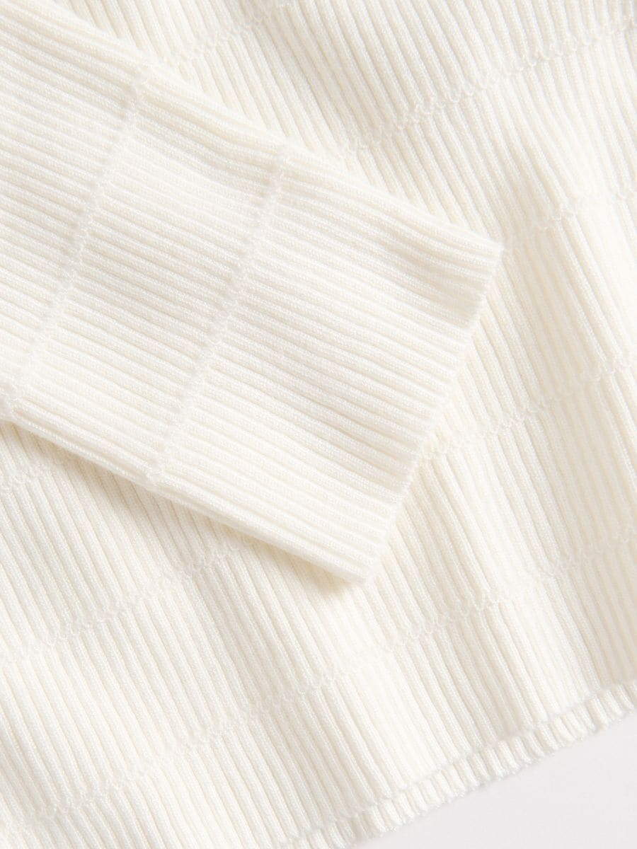 Pull en maille côtelée en viscose majoritaire - crème - RESERVED - 4