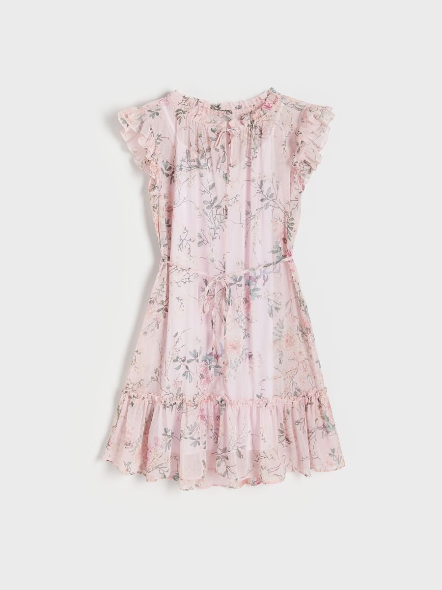 Mini dress with ruffle hem - multicolor - RESERVED - 2