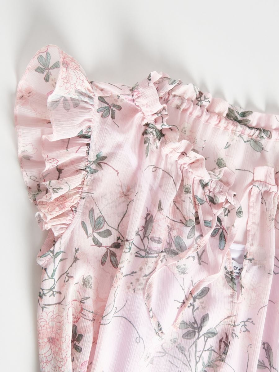 Mini dress with ruffle hem - multicolor - RESERVED - 3