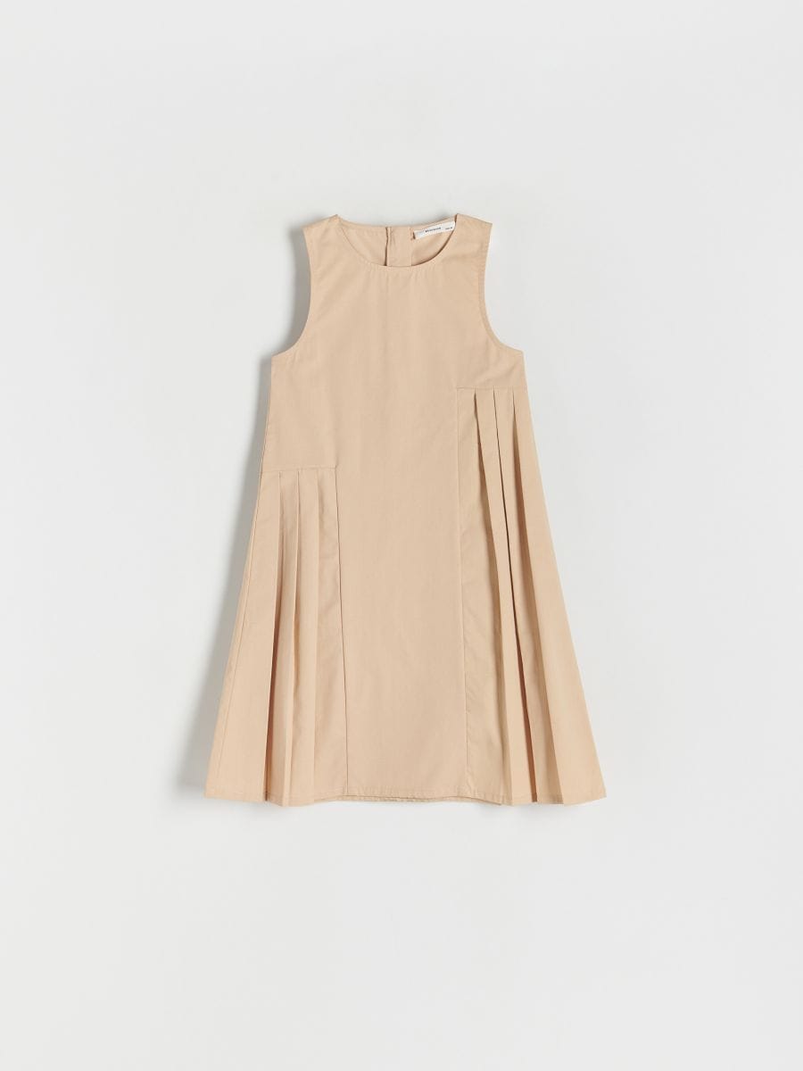 Pleated dress - beige - RESERVED
