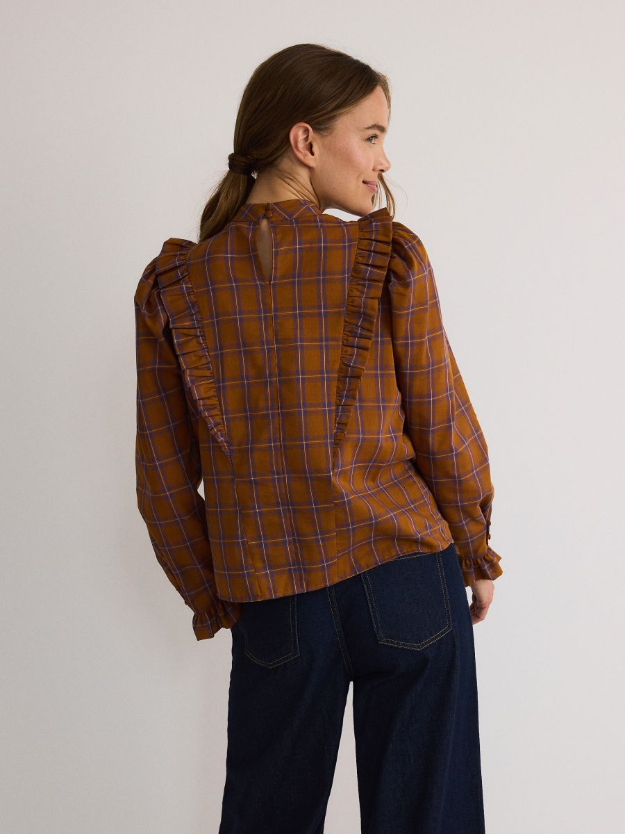 Blouse with decorative ruffle - multicolor - RESERVED - 5