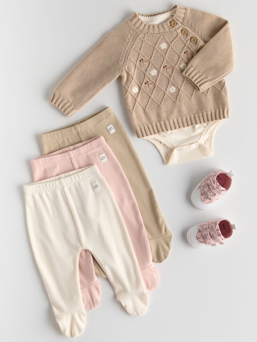 Cotton leggings 3 pack - beige - RESERVED