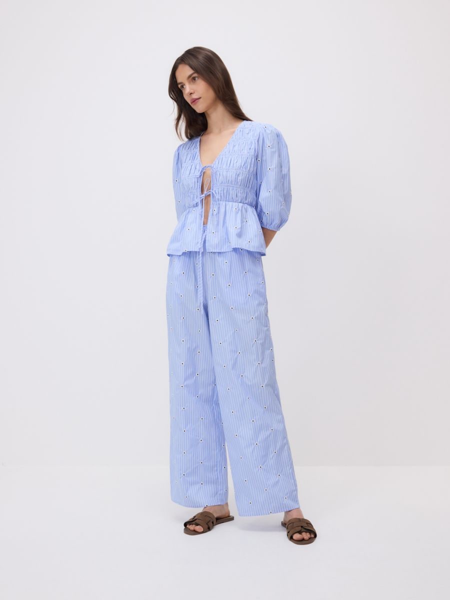 Blouse with peplum hem - pale blue - RESERVED - 2
