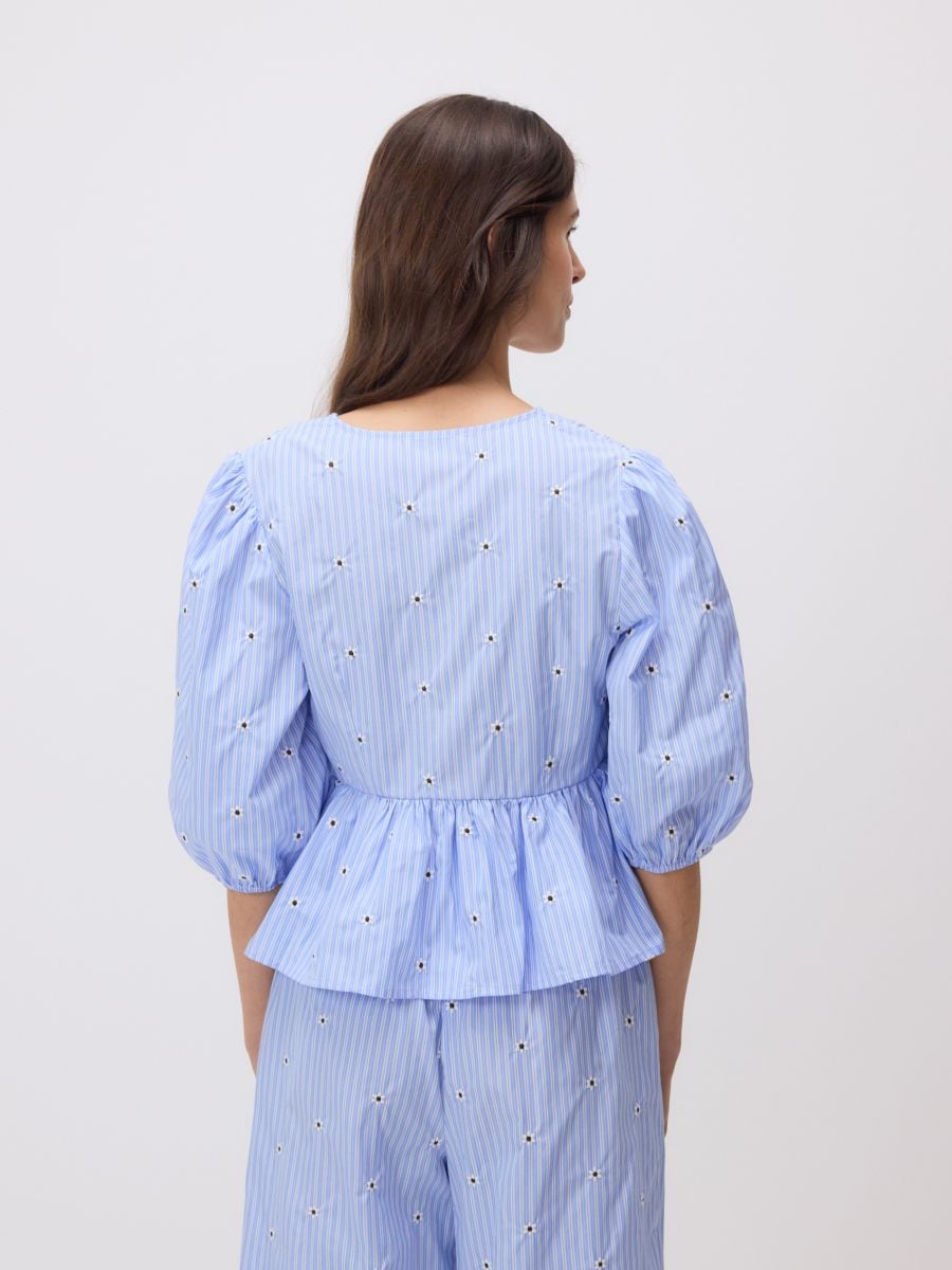 Blouse with peplum hem - pale blue - RESERVED - 5