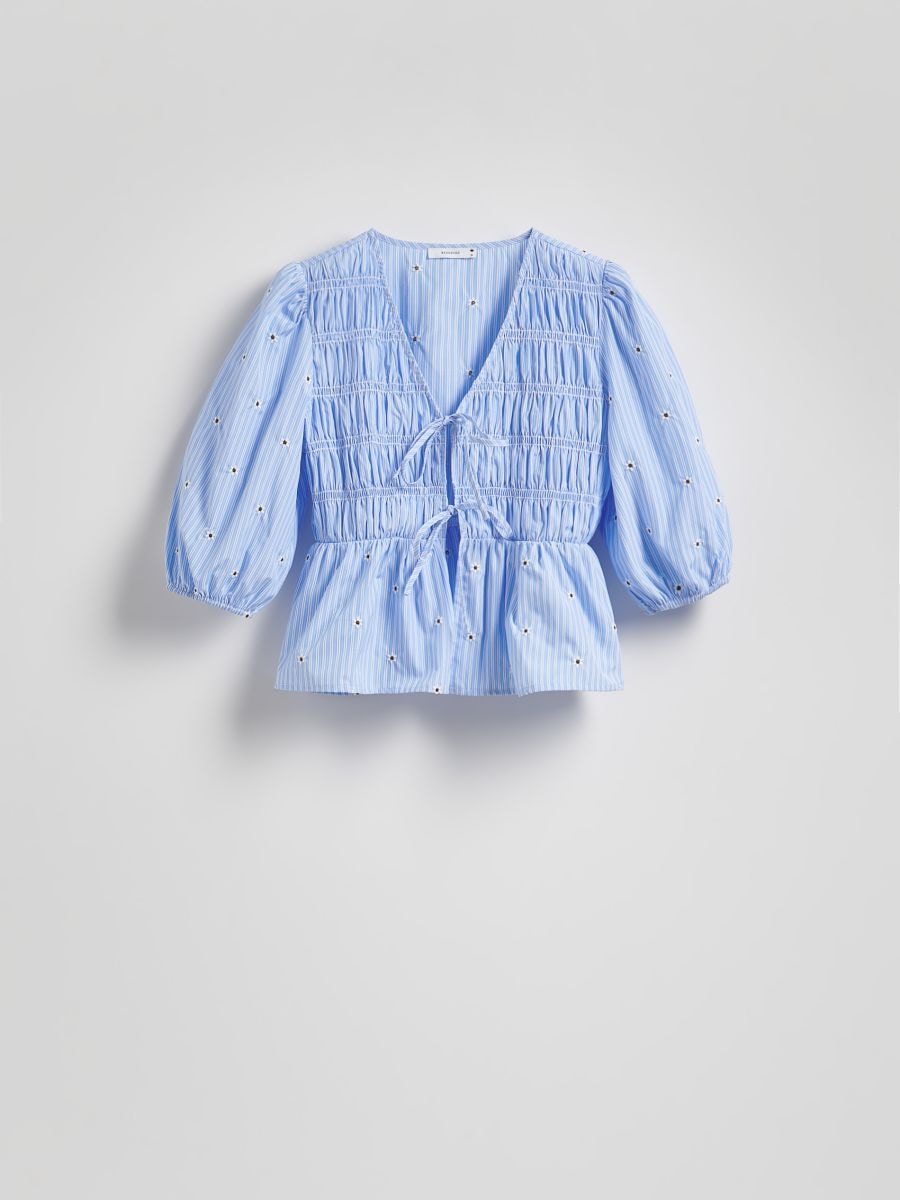Blouse with peplum hem - pale blue - RESERVED - 6