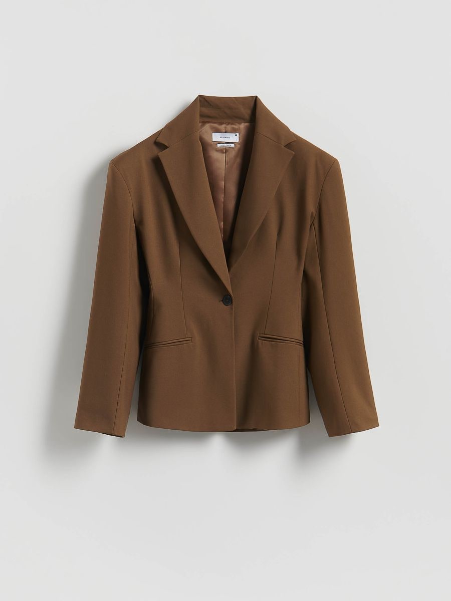 Blazer à taille ajustée avec viscose mélangée - vert olive chaud - RESERVED
