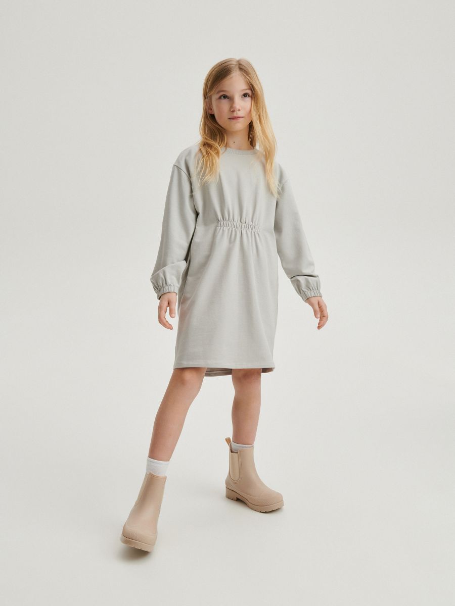 Cotton dress - light grey - RESERVED