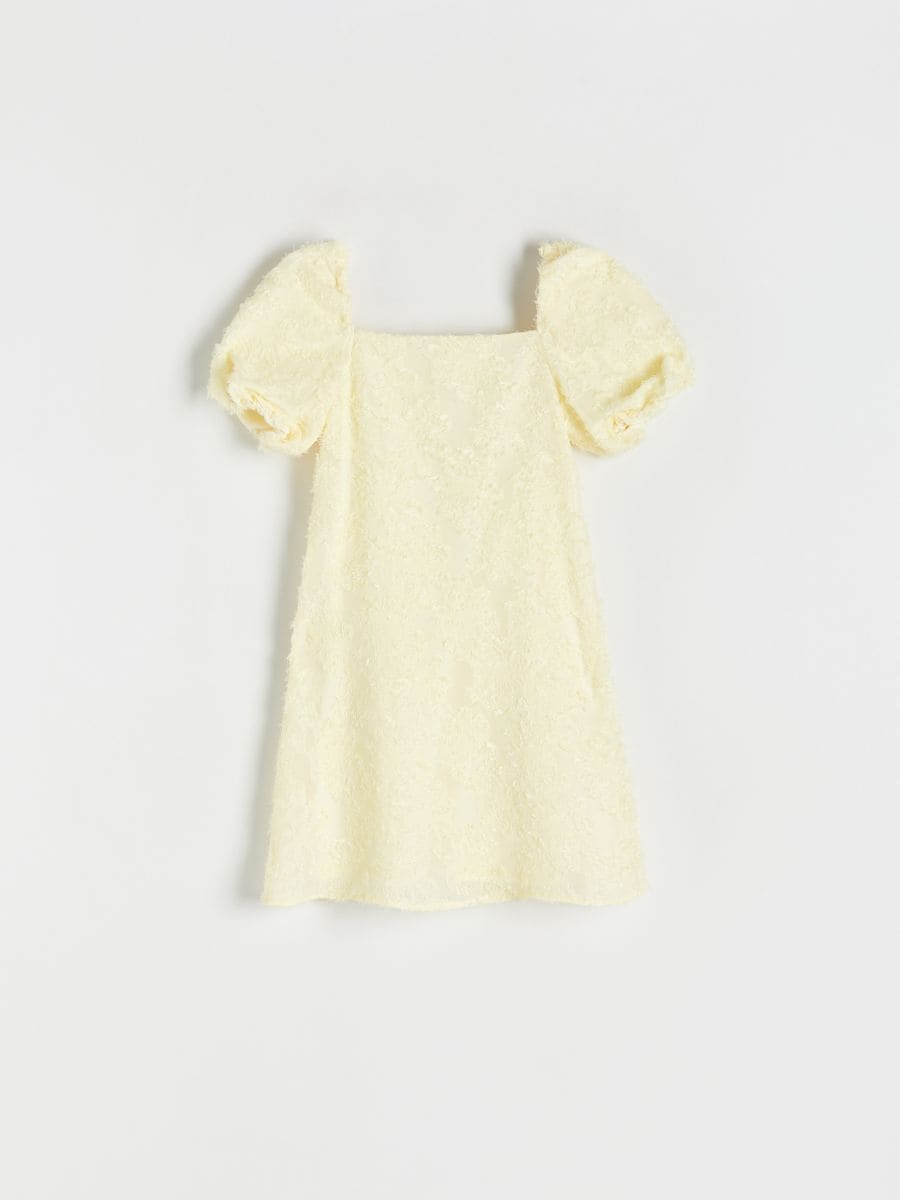 Dress with puff sleeves - yellow - RESERVED
