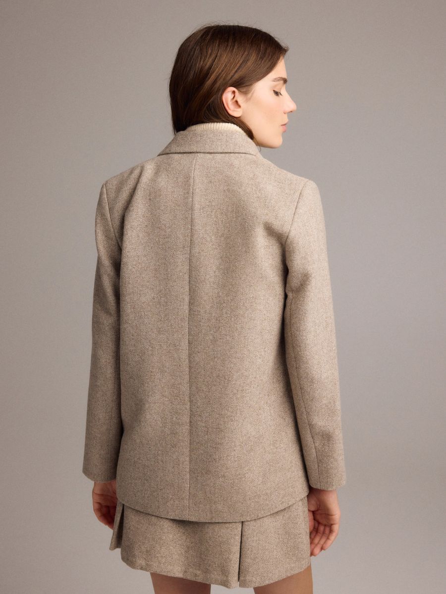 Herringbone wool blend blazer - multicolor - RESERVED - 6