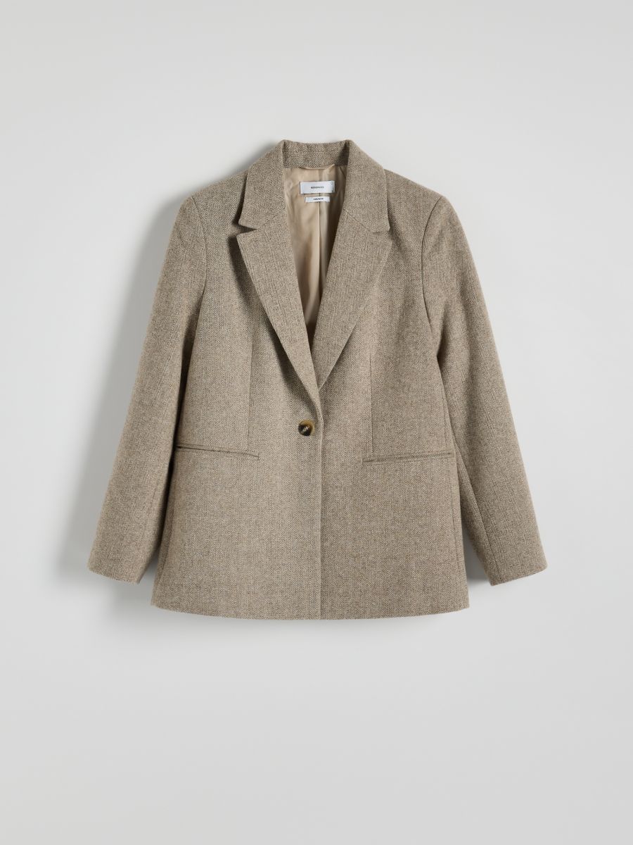 Herringbone wool blend blazer - multicolor - RESERVED - 7