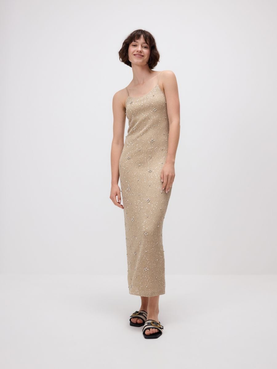 Dress with detailing - beige - RESERVED
