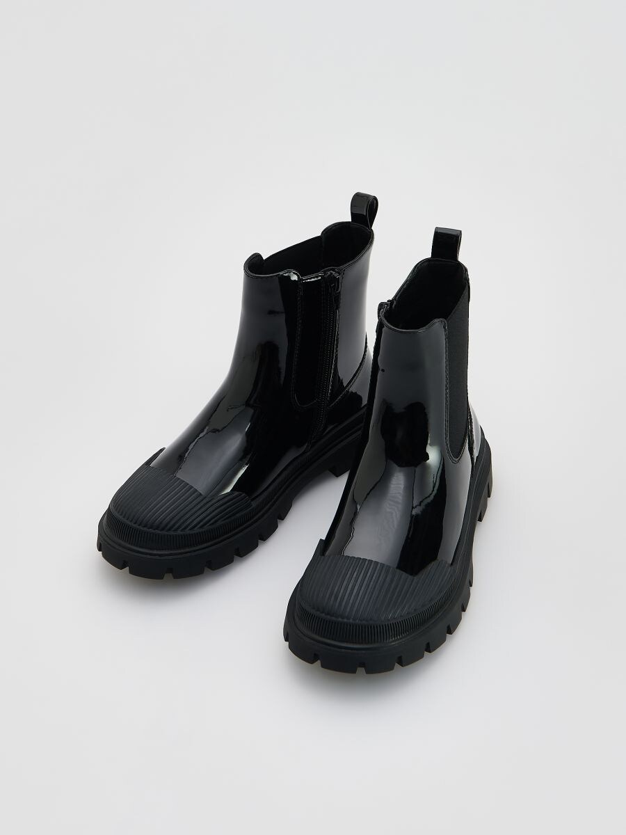 Faux patent leather ankle boots - black - RESERVED