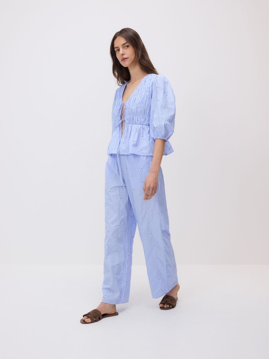 Trousers with decorative embroidery - pale blue - RESERVED - 3