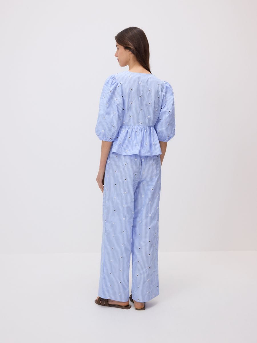Trousers with decorative embroidery - pale blue - RESERVED - 2