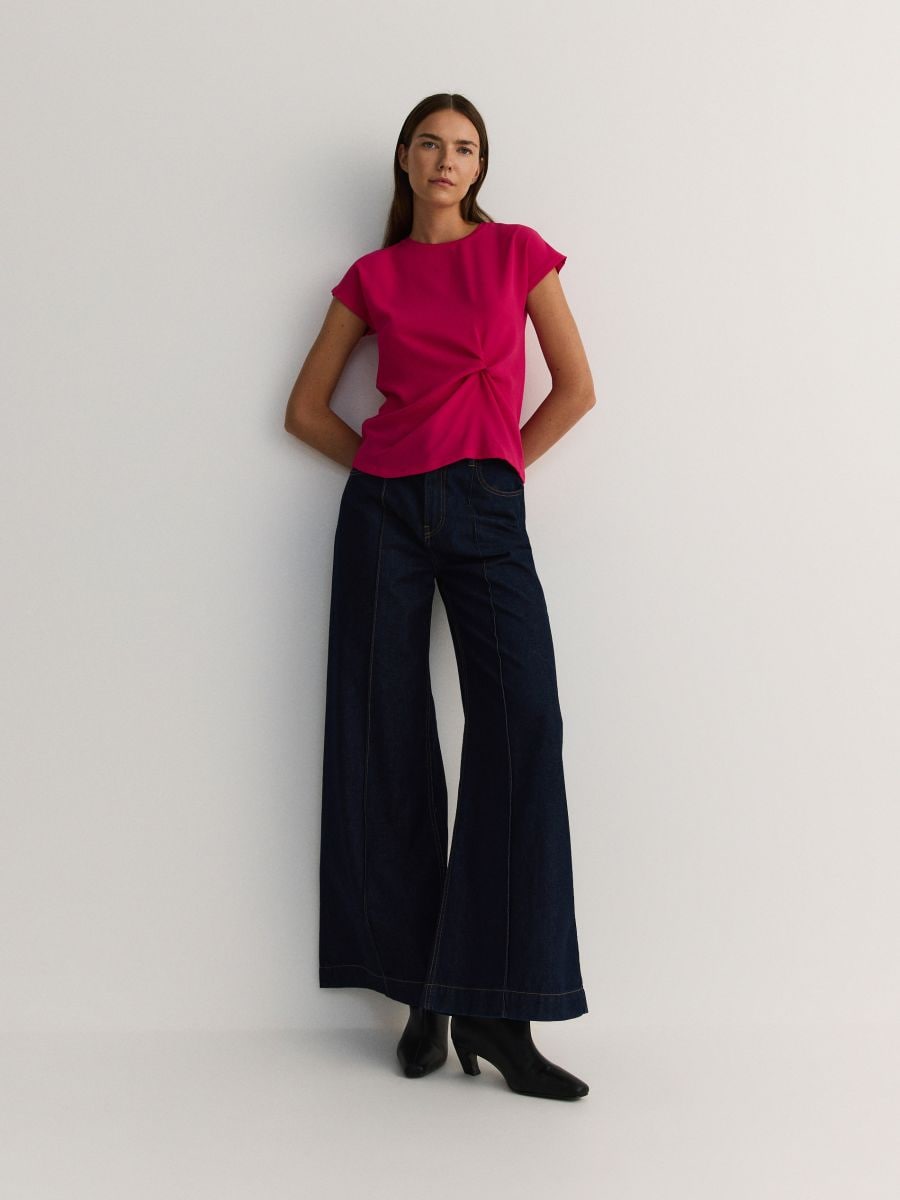 Viscose blouse with ruffle detail - fuchsia - RESERVED - 2