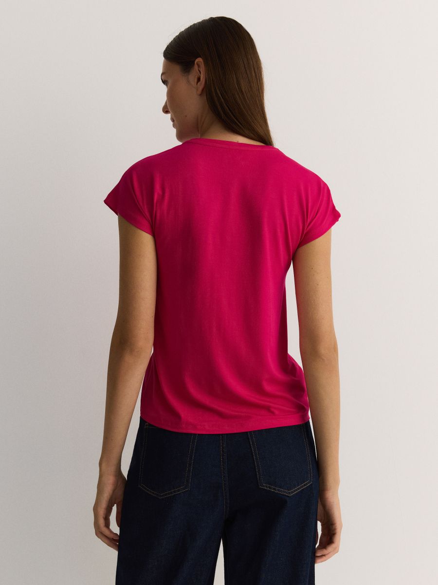 Viscose blouse with ruffle detail - fuchsia - RESERVED - 3