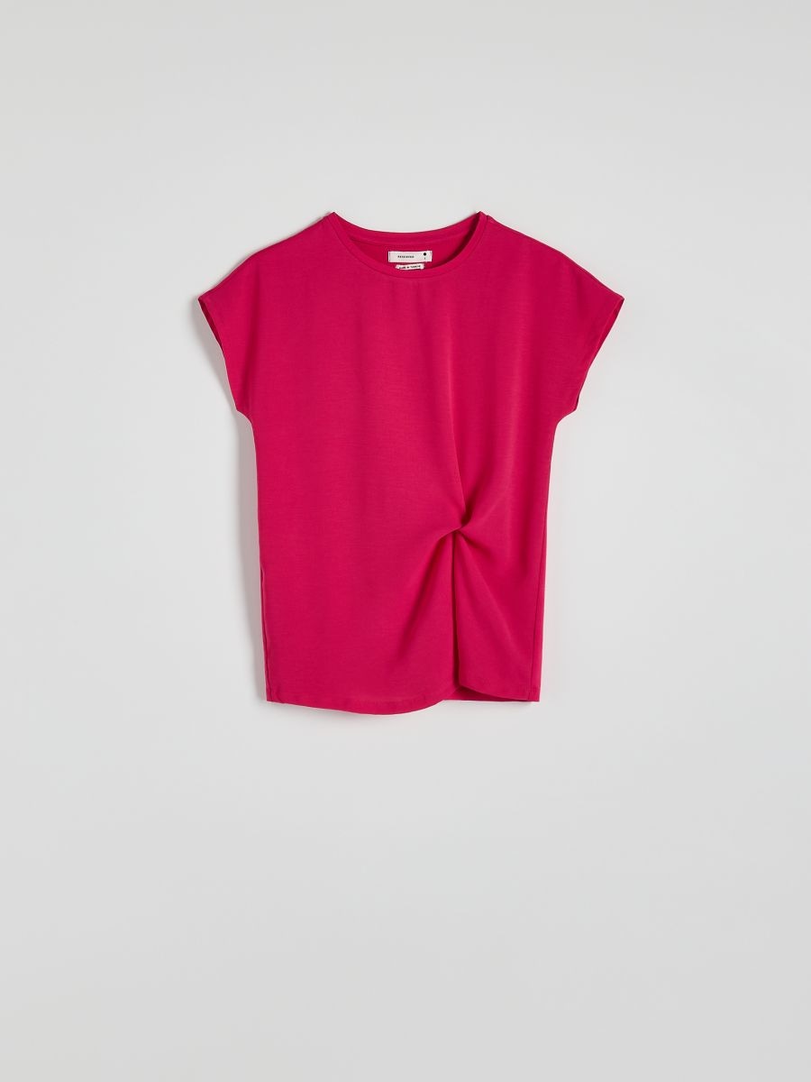Viscose blouse with ruffle detail - fuchsia - RESERVED - 4
