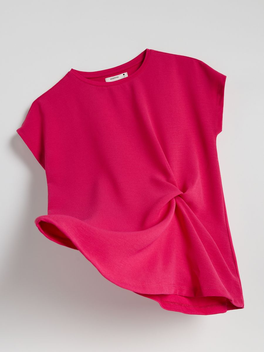 Viscose blouse with ruffle detail - fuchsia - RESERVED - 5