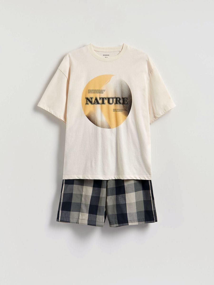 Two piece printed pyjama set - cream - RESERVED