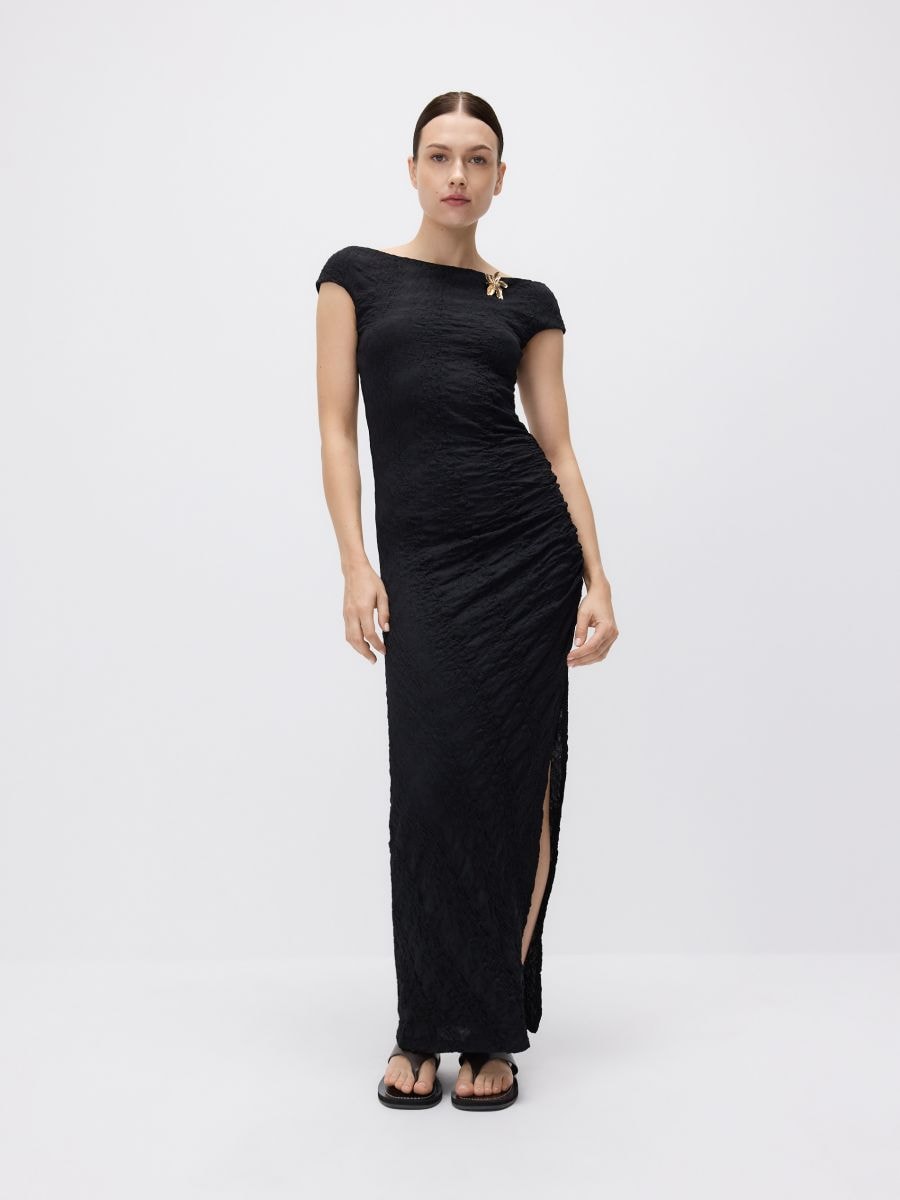 Maxi dress with crinkle effect - black - RESERVED - 3
