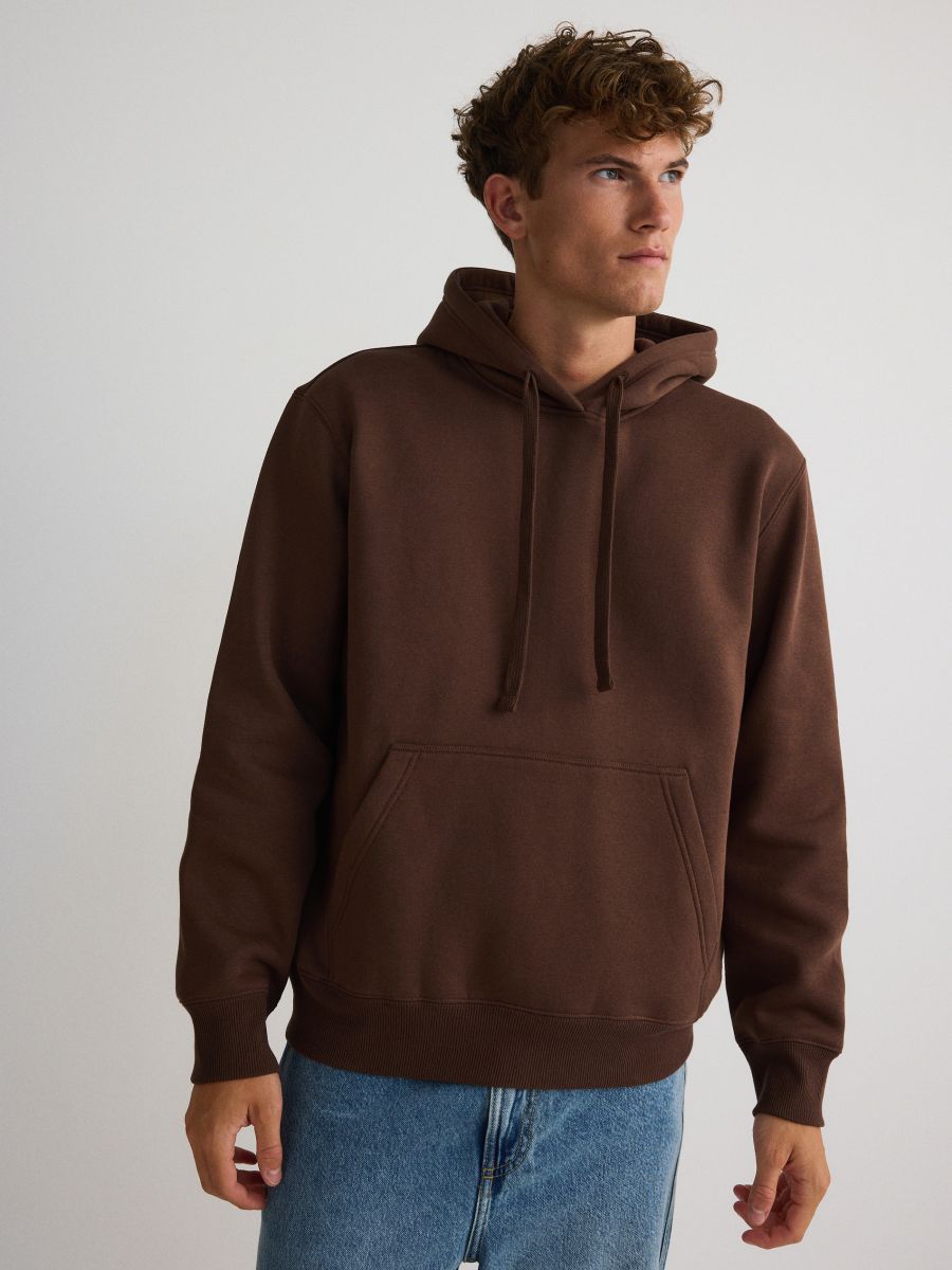 Felpa con cappuccio semplice - marrone scuro - RESERVED - 2