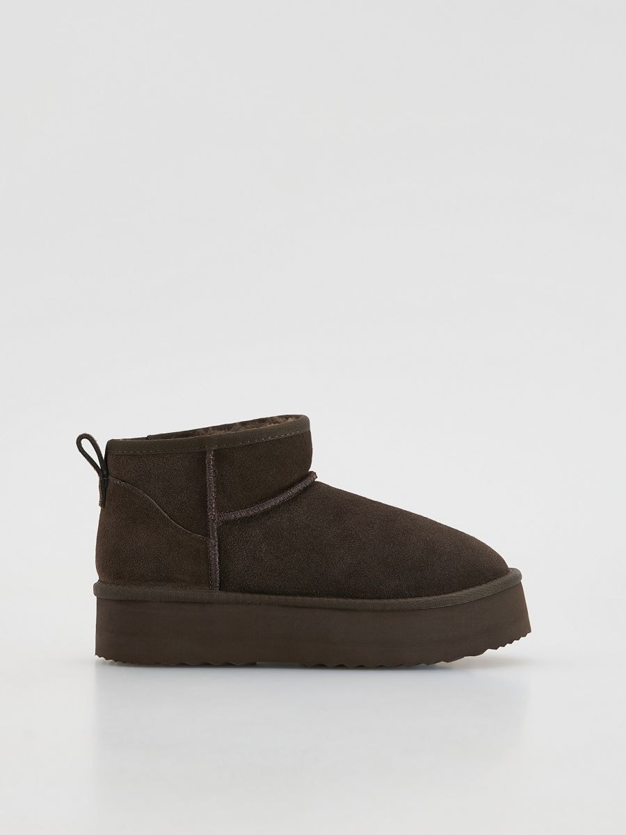 Шкіряні зимові черевики на платформі - пильно-коричневий - RESERVED