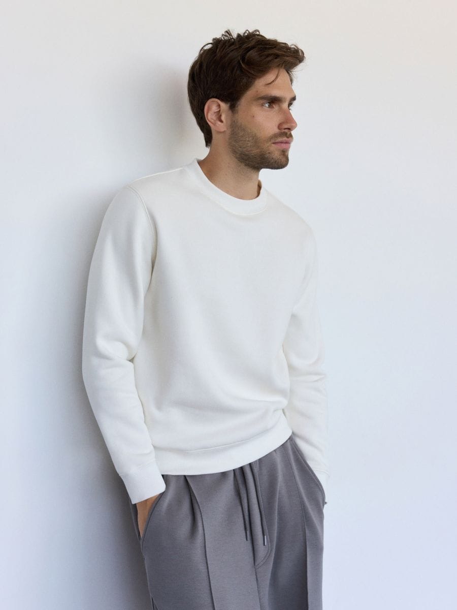 Plain cotton rich sweatshirt - cream - RESERVED