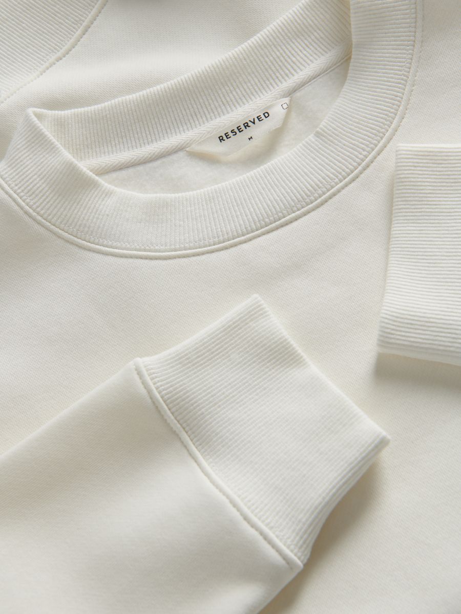 Sweat uni en coton majoritaire - crème - RESERVED - 5